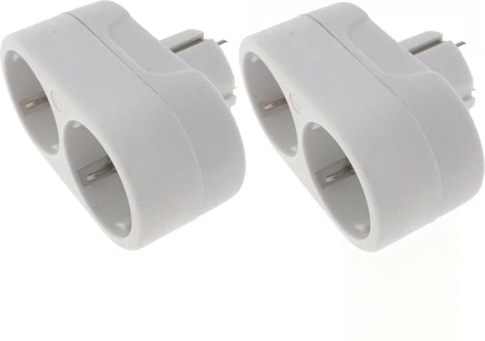 Benson Stopcontact Splitter - 3x stuks - duo - wit - randaarde - stopcontactsplitters