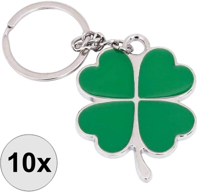 Fako Bijoux - 10x Klavertje Vier Sleutelhanger - Groen