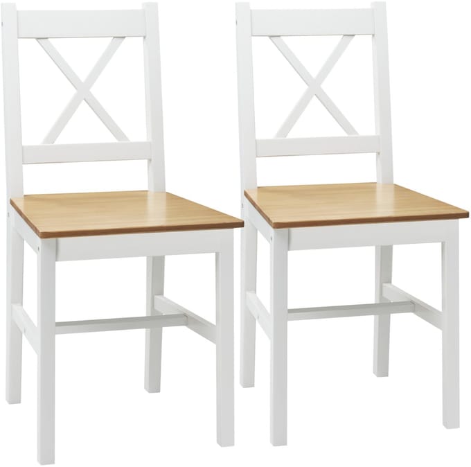 HOMCOM-Eetkamerstoel-Dennenhout-41x46.5x86cm-Wit