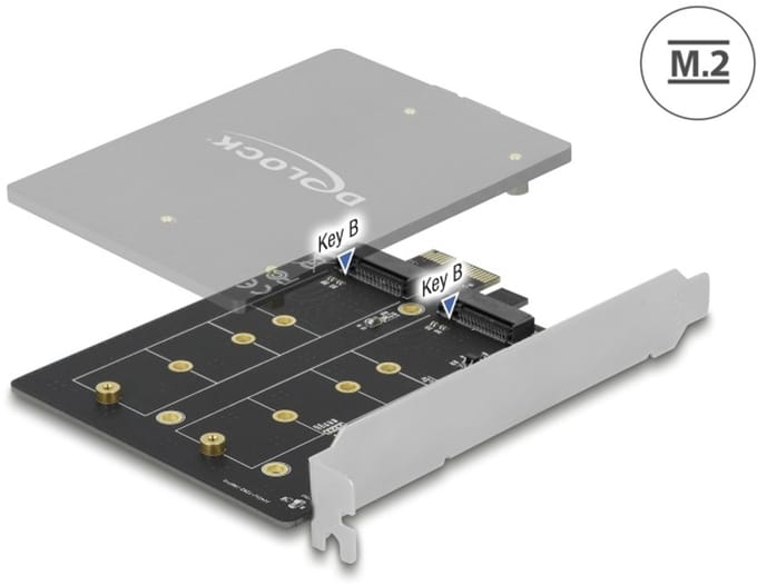 Delock PCI Express x1 Card to 2 x internal M.2 Key B