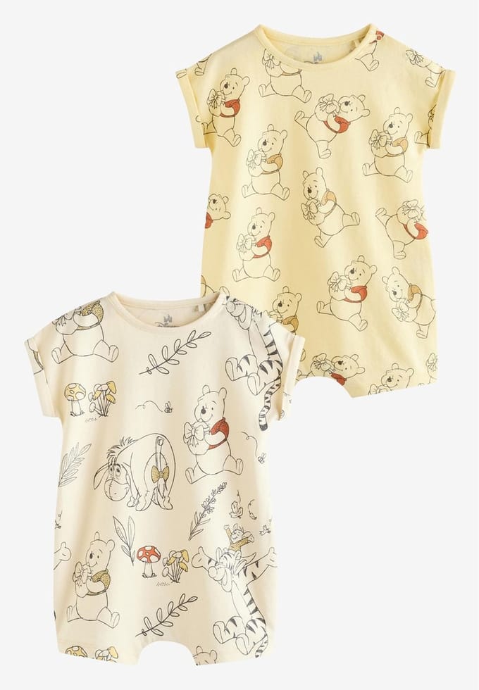Next - Pasgeboren unisex - 2 Pack Printed Winnie The Pooh Baby Rompers - Geel