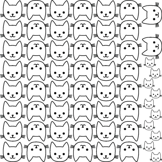 Muurstickers - 60 kattenkoppen - transparante achtergrond - 30x30 cm