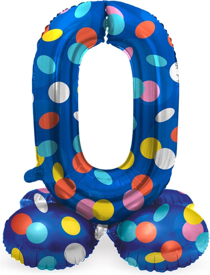 Folat BV Standing Foil Balloon Colorful Dots Number 0 - 72cm