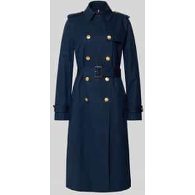 slim fit trenchcoat van puur katoen