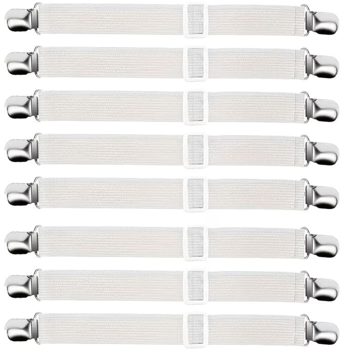 Livé® Hoeslaken clips – Wit 8 stuks Verstelbare Antislip Matrashouders