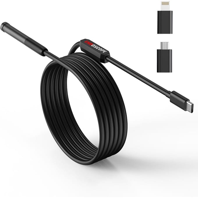 USB-endoscoop voor Android iOS-telefoon 8 mm WiFi Borescope Waterdichte slangencamera met 6 LED-licht zwart