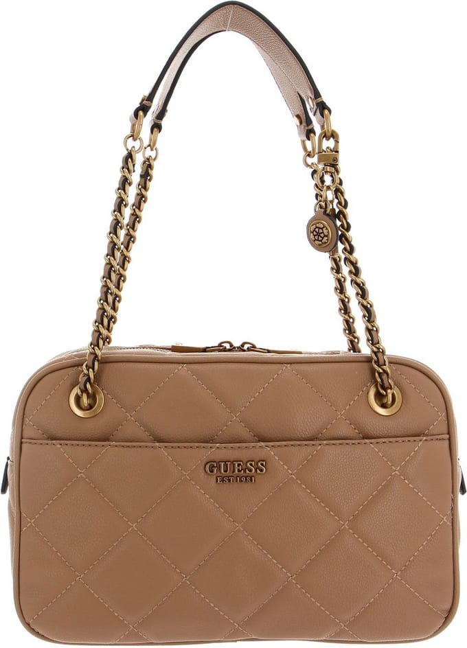GUESS Schoudertas Avondtas Abey Top Zip Shoulder Bag Beige Lichtbruin