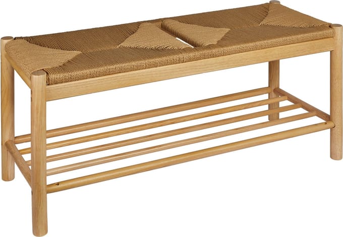 Atmosphera Natuurlijk Hout Bankje - 95x36x45cm - Beige