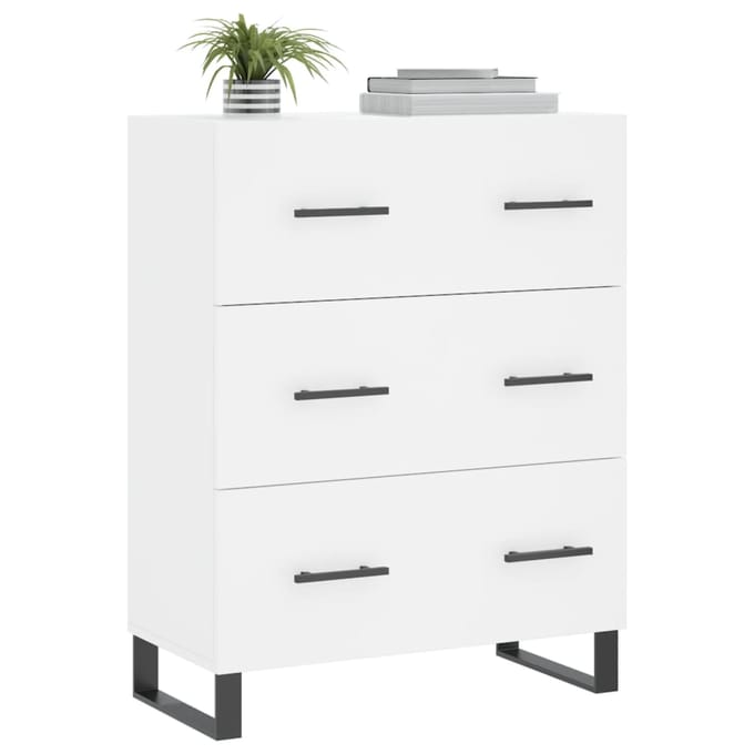 vidaXL - Dressoir - 69,5x34x90 - cm - bewerkt - hout - wit