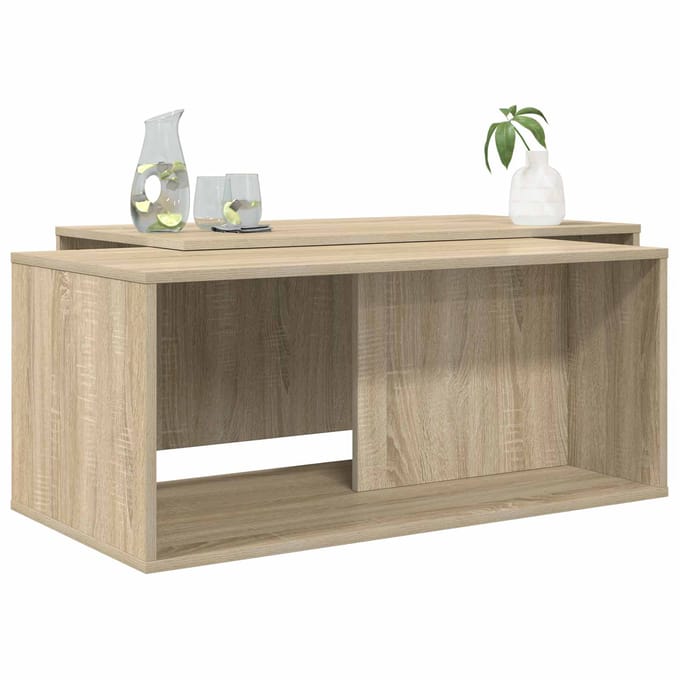 vidaXL - Koffietafel - Set - 2 - st - Sonoma - Eik - 90 - x - 48 - x - 40 - cm - Bewerkt - hout