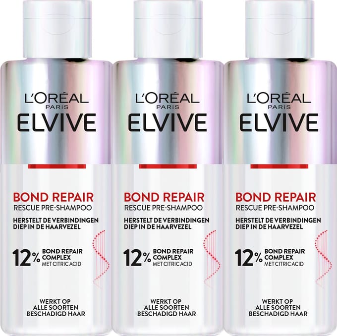 L'Oréal Paris Elvive Bond Repair Pre-Shampoo - Haarverzorging voor Beschadigd Haar - 3x 200ml
