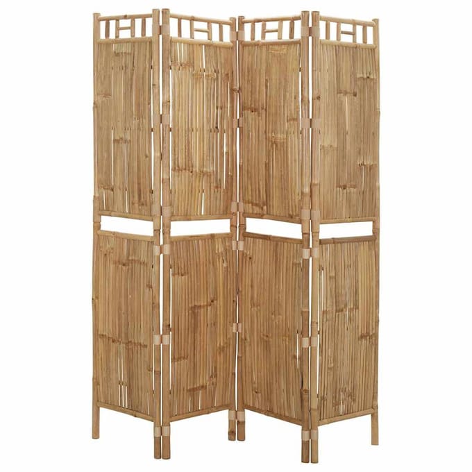 vidaXL - Kamerscherm - met - 4 - panelen - 160x180 - cm - bamboe