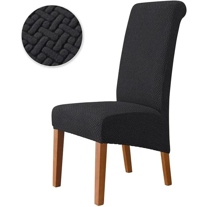 Housse Élastique pour Chaise Grande Taille Housse de Chaise Pas Chère Grande Élastique Siège de Maison pour Chaises de Salon Maison Salle à Manger 1pc black