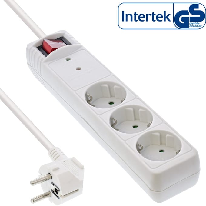 InLine® contactdoos, 3-voudig aardingscontact, ÜSS, wit