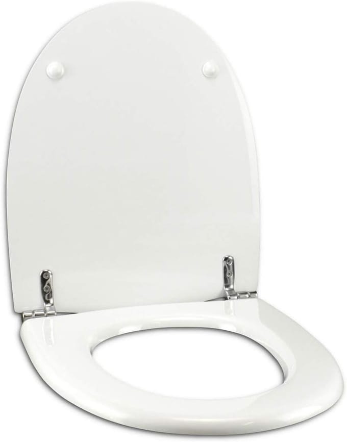 idrotop Toilet seat for Geberit Sprunx Antibes white hinge normal or slow motion soft close chrome