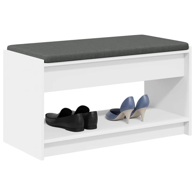 vidaXL - Hallenbank - Wit - 83 - x - 38 - x - 45 - cm - Geengineerd - Hout - en - Stof