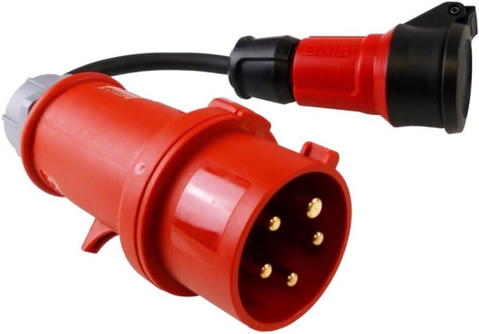 CEE Adapter Krachtstroom - Stekker Koppeling - Stroom Verlengen - IP44 Waterbestendig - 30 cm - Rood