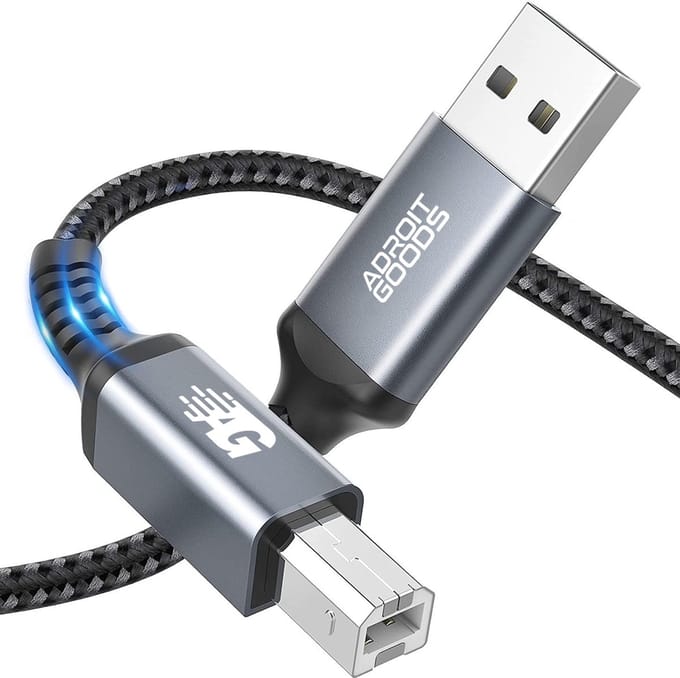 AdroitGoods Usb-A Naar Usb-B Kabel - Printerkabel - 2 Meter - Grijs