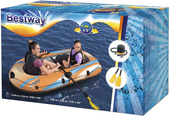 Bestway Kondor Elite 2000 Opblaasboot Set - 2 Persoons - Inclusief Peddels - Oranje