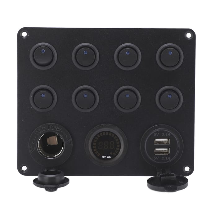 Chargeur de voiture à interrupteur 8 positions, double USB 2,1 A, écran LED, haute puissance, prise d'alimentation pour camping-car