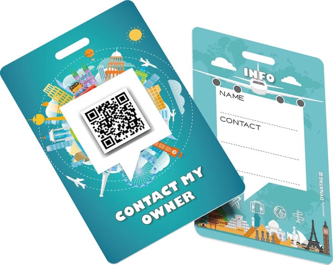 DynaTag Bagagelabel Kofferlabel met QR-code - Rond de Wereld