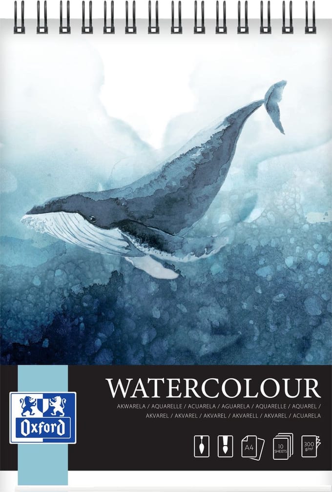 Tekenblok oxford watercolour a4 10 vel spiraal | 5 stuks