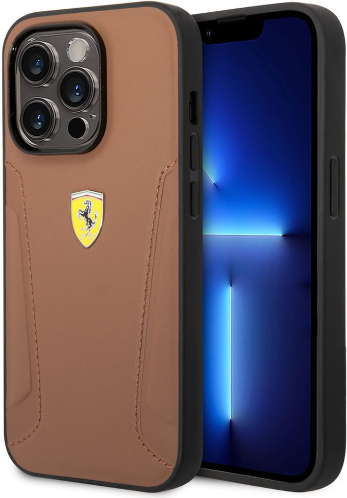 Ferrari Back cover - iPhone 14 Pro - Gold/Yellow - Hot Stamped Sides - Premium Bescherming