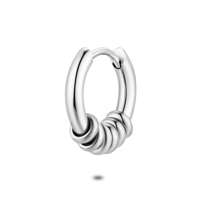 Twice As Nice Oorbel per stuk in edelstaal, oorring met 6 ringetjes