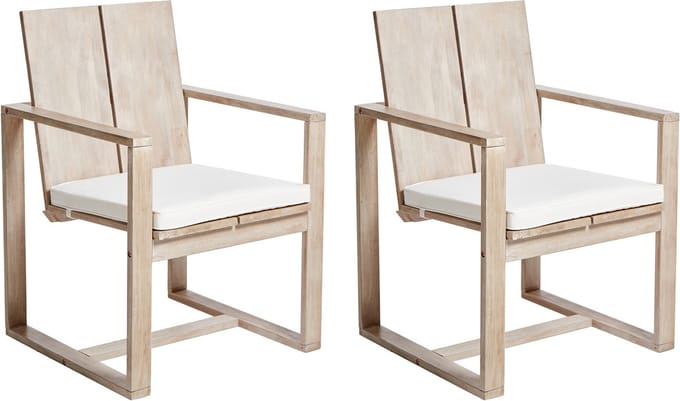 AZZANELLO - Tuinstoel set van 2 - Gebroken wit - Acaciahout