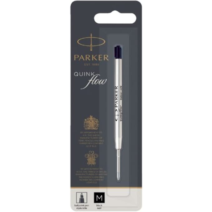 Balpenvulling parker quinkflow medium zwart Blister