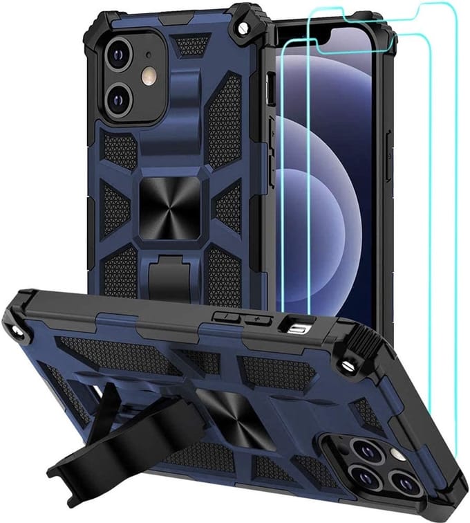 Hoesje Geschikt voor iPhone 12 Mini - Anti-Scratch Shockproof Blauw - 2 Pack Screenprotector