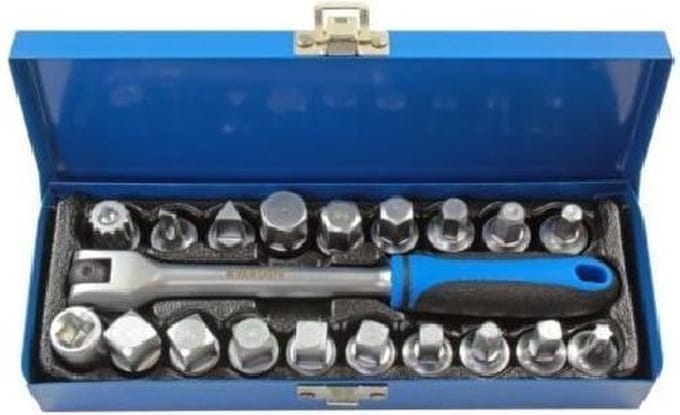 Carterplug/ olie aftapplug doppenset 3/8" 20-delig
