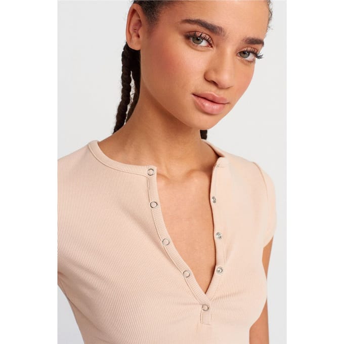 Dames Slim-fit Geribbelde Korte Blouse