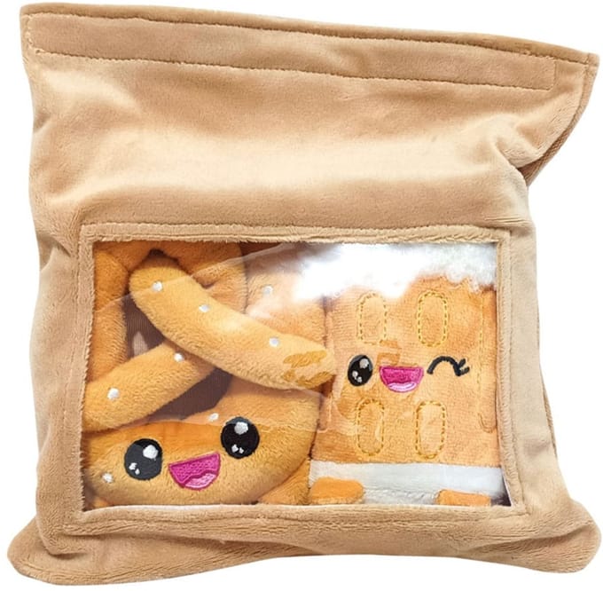 Yummis Together Plush Figures 2 Pack Pretzel & Beer in Take Away Bag 21 cm