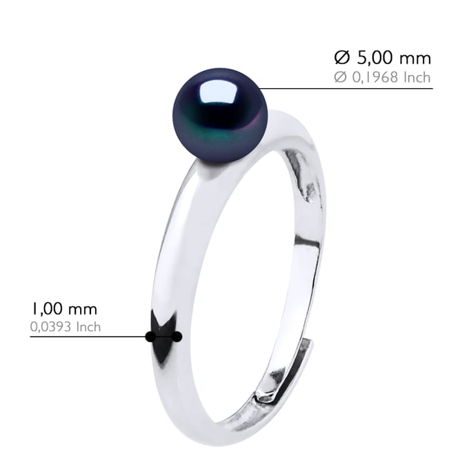 Eenvoudige Ring - Echte Cultured Zoetwaterparels Rond 5-6 mm