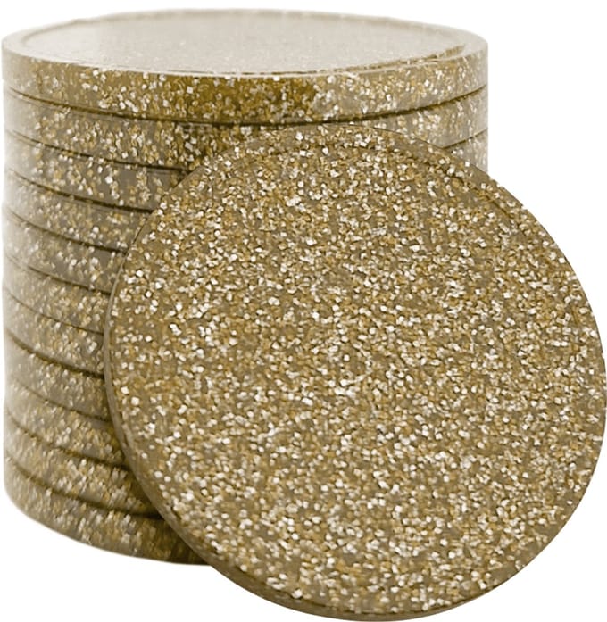 CombiCraft blanco glittermunten 29mm goud - per 100 stuks