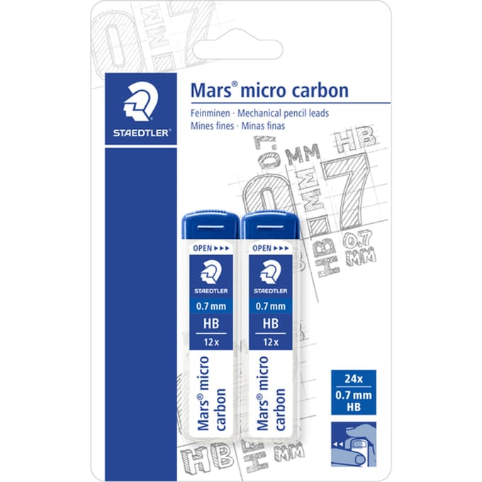 Potloodstift Staedtler Mars Carbon Micro 0.7mm HB blister 2 stuks