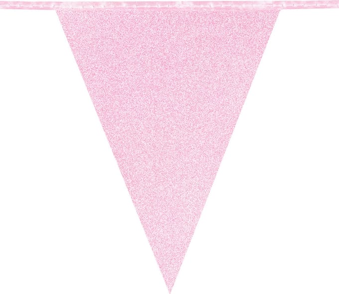 Boland - Kartonnen vlaggenlijn Glitter lichtroze - Glitter & Glamour - Glitter - Glamour - Feestversiering - Babyshower