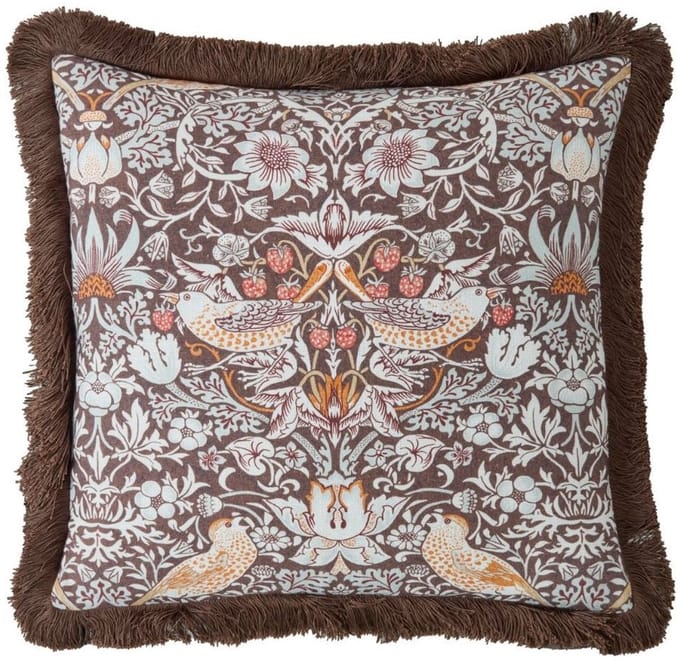 William Morris sierkussen Strawberry Thief Chocolate - 50x50 cm