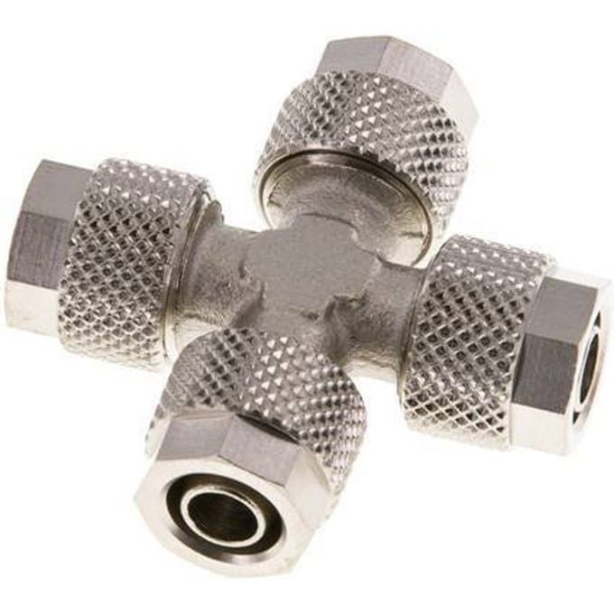 8x6 Vernikkeld Messing Kruis-Opsteekkoppeling