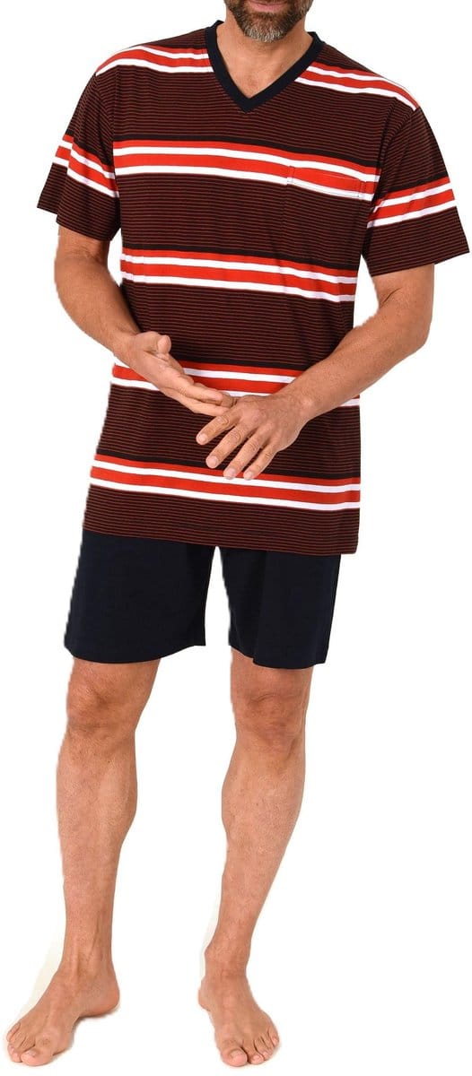 Normann herenpyjama Shorty met korte mouwen in een gestreepte look - ook in grote maten