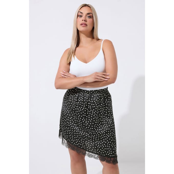 Limited Collection Curve Zwarte Asymmetrische Rok Met Stippen Size 40