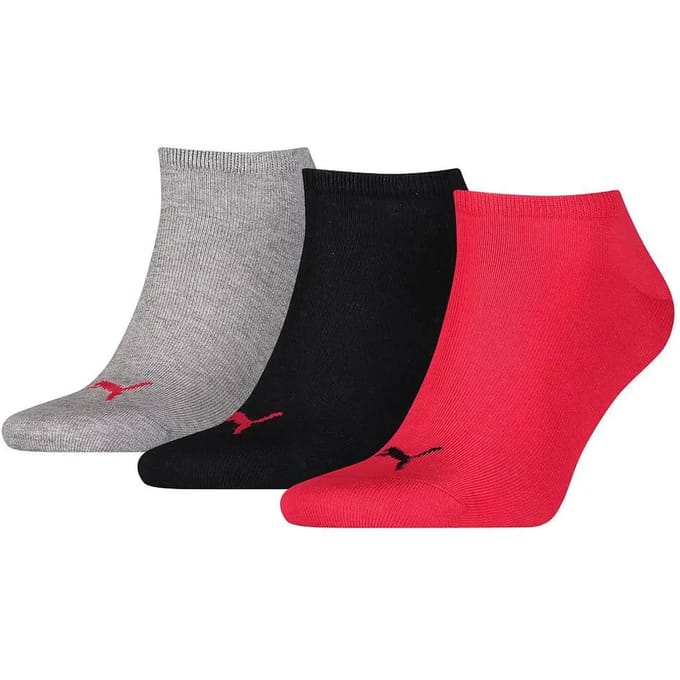 Puma Unisex Sneaker Plain (3-pack) - unisex enkelsokken - zwart - rood