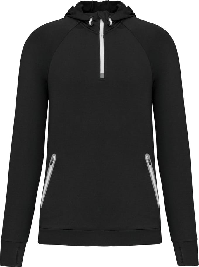 PROACT® Unisex sportsweater Met Capuchon En Halsrits PA360 - Black - M