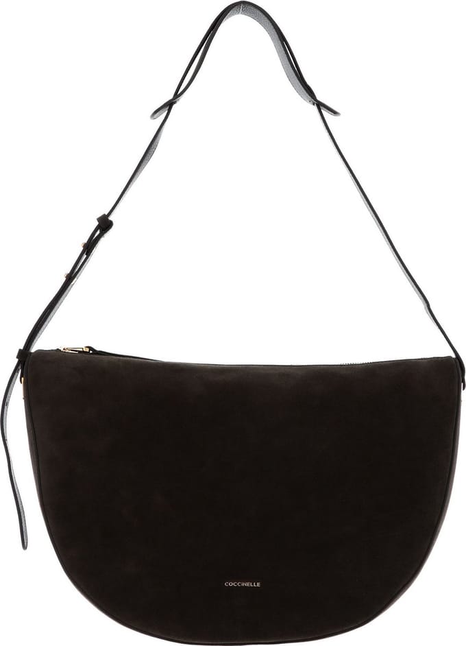 COCCINELLE Leren Schoudertas Lea Suede Shoulderbag Bark Donkergroen