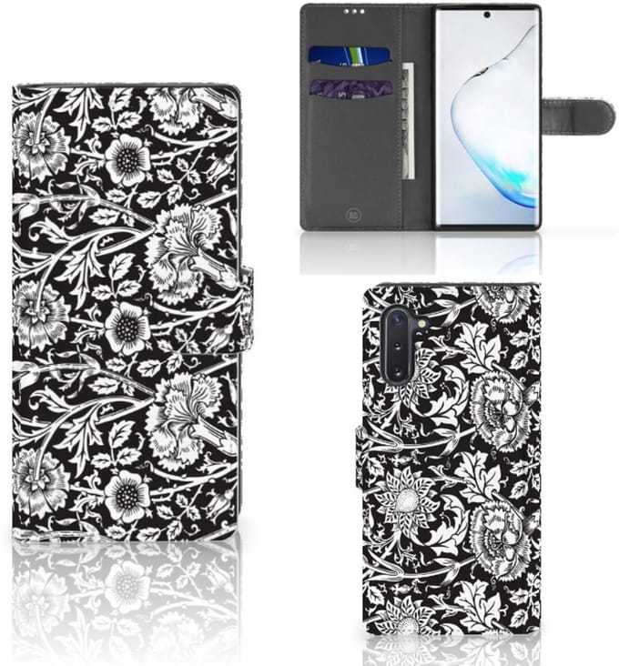 Samsung Galaxy Note 10 Hoesje Black Flowers