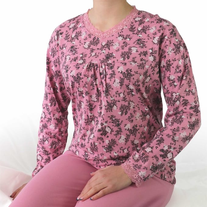 Tenderness Dames Pyjama - Lange Mouwen - Roze - Maat M