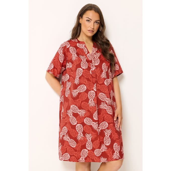 Yours Bruine Ananasprint Tuniekjurk Size 58-60