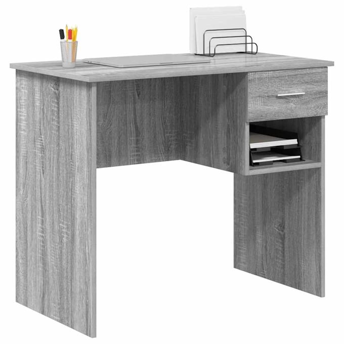 vidaXL - Bureau - Grijs - Sonoma - 90 - x - 49 - x - 75 - cm - Bewerkt - hout