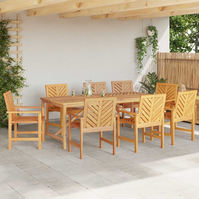 vidaXL - Eetkamerstoel - 8 - st - Naturel - Massief - Acacia - Hout